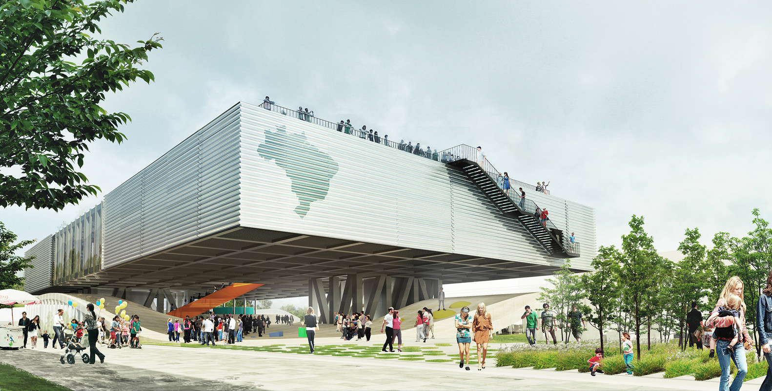 Projeto sugerido, por meio de concurso público, para o pavilhão do Brasil na Expo Milão 2015. Iniciativas abrem espaço para a criatividade e inovação, comenta o professor. / ArchDaily