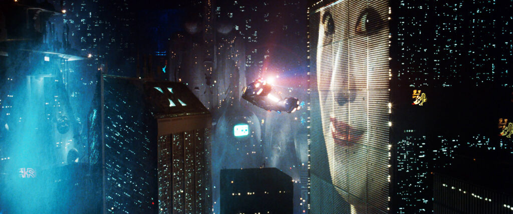 futuro-Cena do filme Blade Runner, estreado em 25 de dezembro de 1982. Fonte: mubi