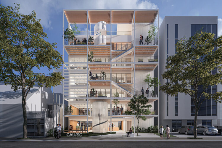 Projeto do novo edifício, vencedor do concurso nacional, de autoria do Estúdio 41 Arquitetura, em Curitiba