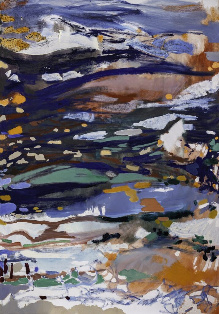 Celaine Refosco. _Rios voadores - Forças_. Pintura a óleo sobre tela. 130 x 90 cm. 2025 